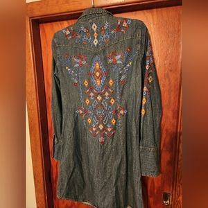 Stetson Embroidered Denim Dress or Duster